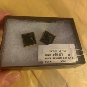 Henri Bendel Black Agate Pyramid shape earrings